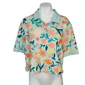 Nike Womens Dri Fit Short Sleeve Crop Printed Golf Polo Shirt, Loose Fit, Small